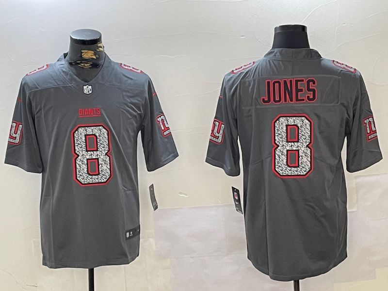 Men New York Giants #8 Jones Grey 2024 Nike Vapor Limited NFL Jersey style 3